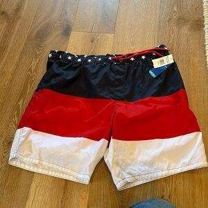 Red white and blue American flag patriotic bathing suit size xl